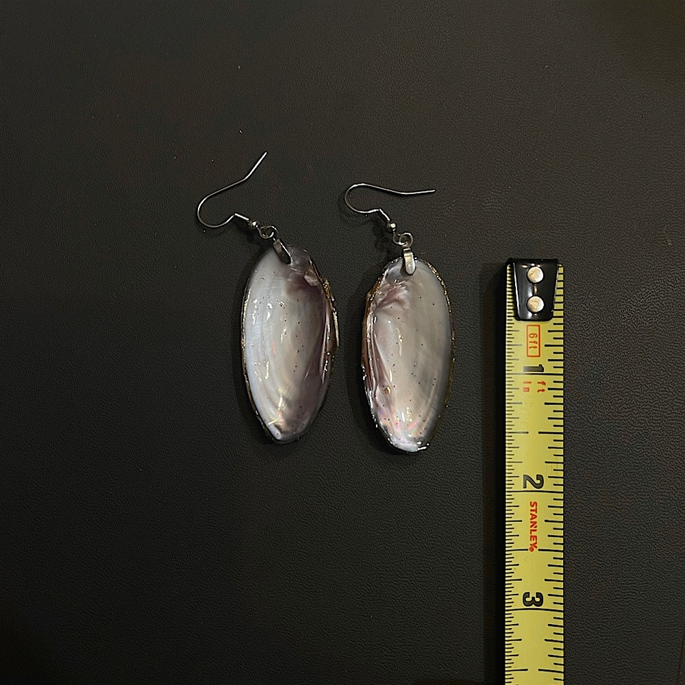 Purple shell earrings handmade